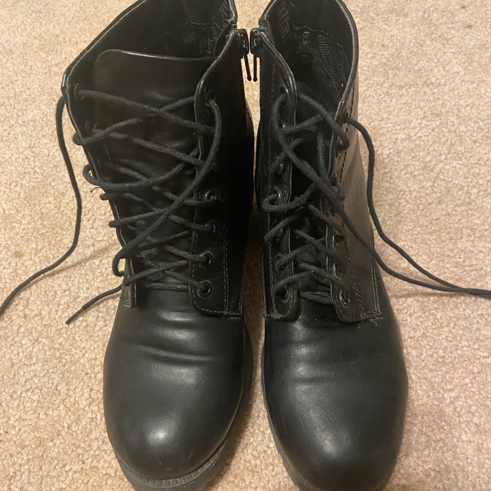 Lace up black boots